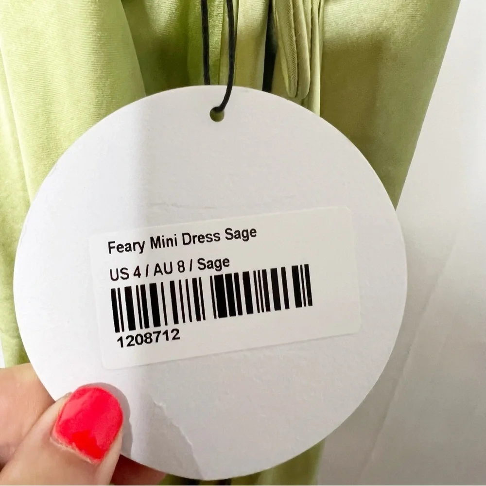 NEW with tags Princess Polly Feary Mini Dress in Sage Size 4